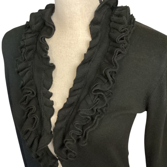 Merona Black Layered Ruffle Collar Cardigan Sweater, Size Small Feminine - Picture 2 of 10